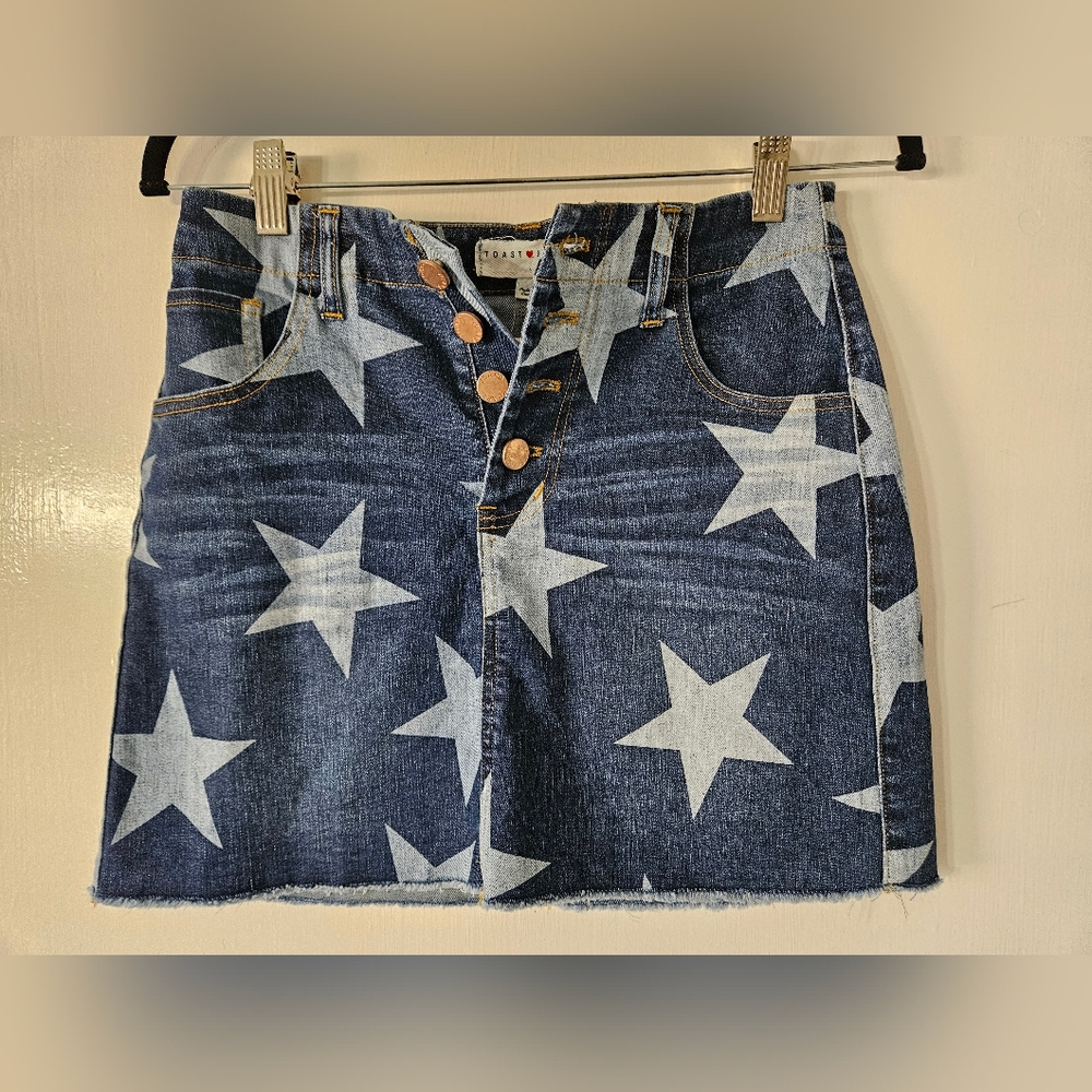 NWT! Toast Jeans Stars Denim Skirt Small